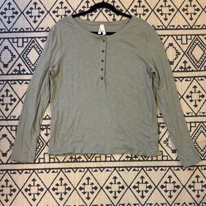 Pact Women's Long Sleeve Organic Cotton Henley in Sage Green NWOT